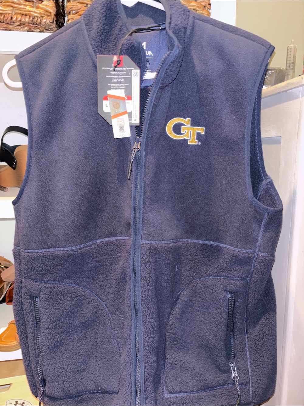 Antigua Navy Sherpa Vest with Yellow GT Logo